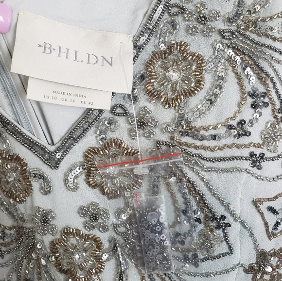 NEW BHLDN Mischa Dress Size 10 Gown Beaded Wedding Guest Maxi - Picture 6 of 11